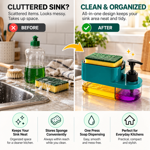 3 in 1 Soap Dispenser for Kitchen (Sponge Free)