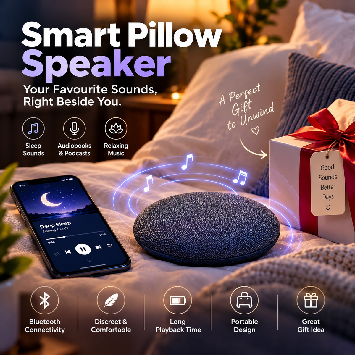Bluetooth Portable Pillow Speaker