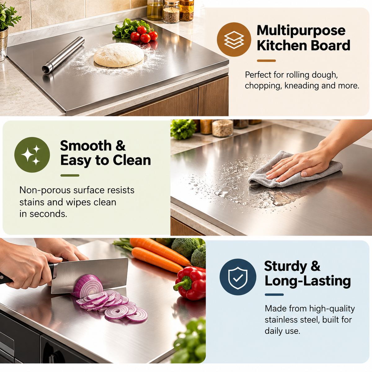 Stainless Steel Chopping Board for Kitchen