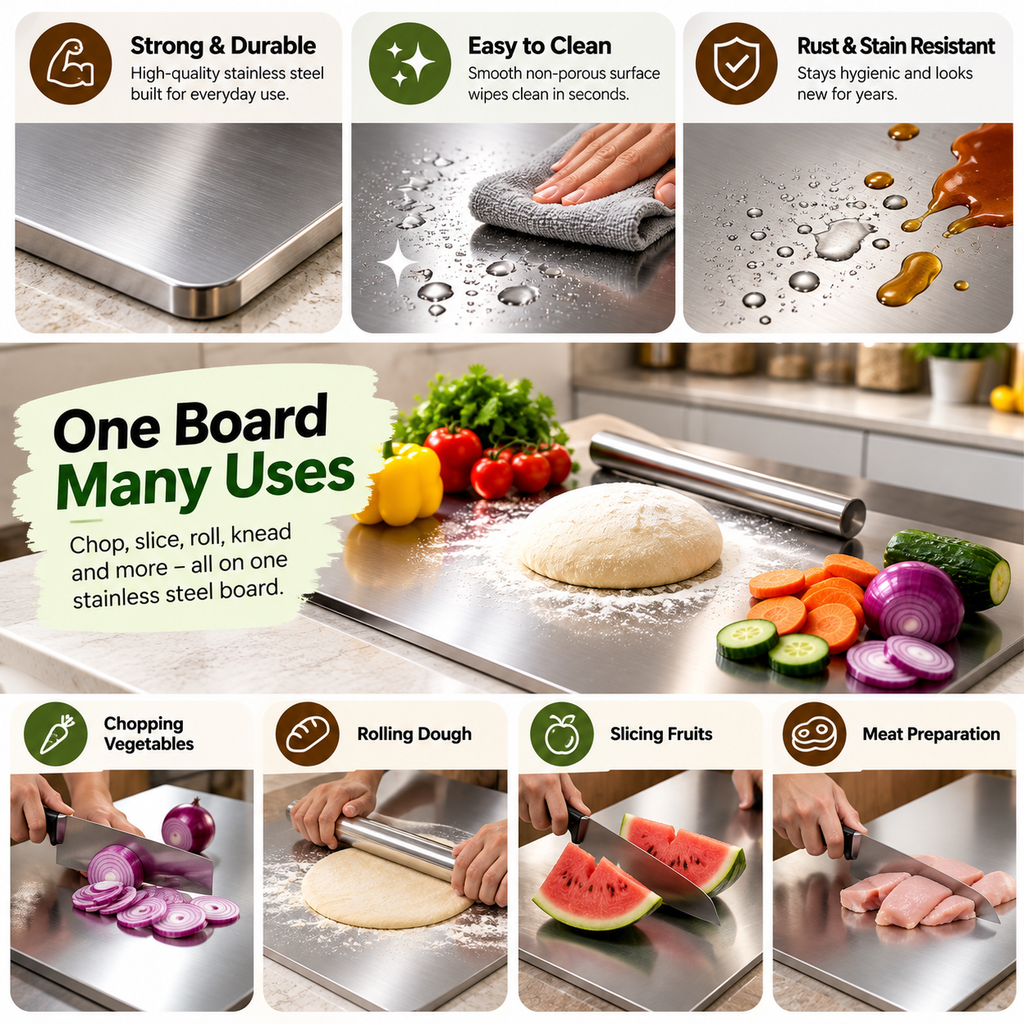 Stainless Steel Chopping Board for Kitchen